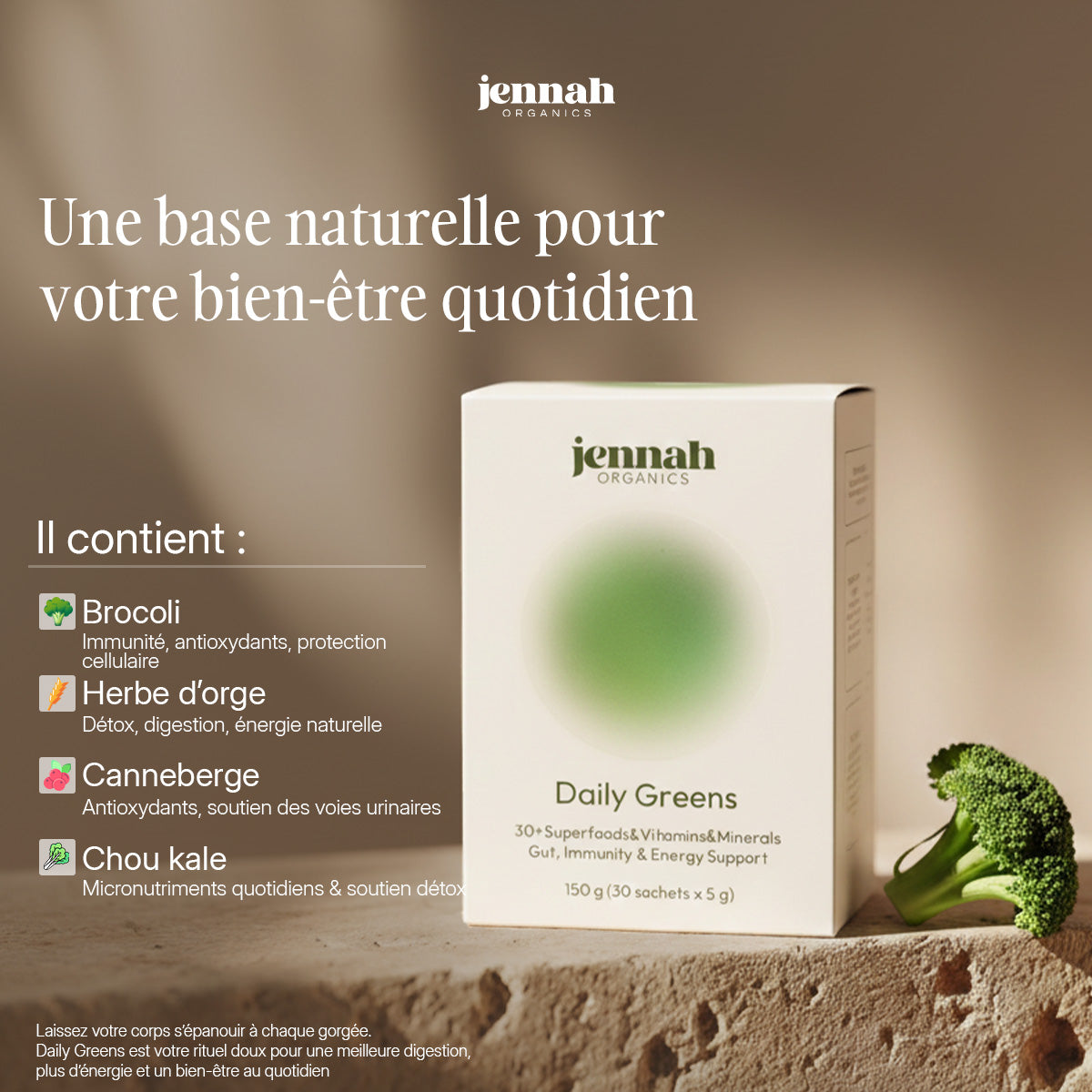 Daily Greens – Poudre Supergreens Végétale (30 sticks)
